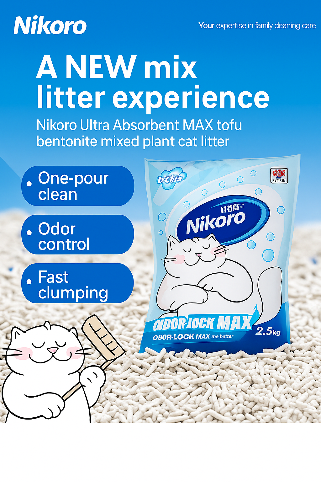 Nikoro Cassava, Tofu & Bentonite Blend Mix Cat Litter